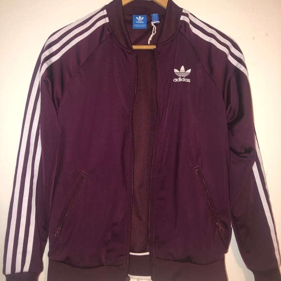 Maroon Adidas Original 3 Stripe Track Jacket - Picture 2 of 3